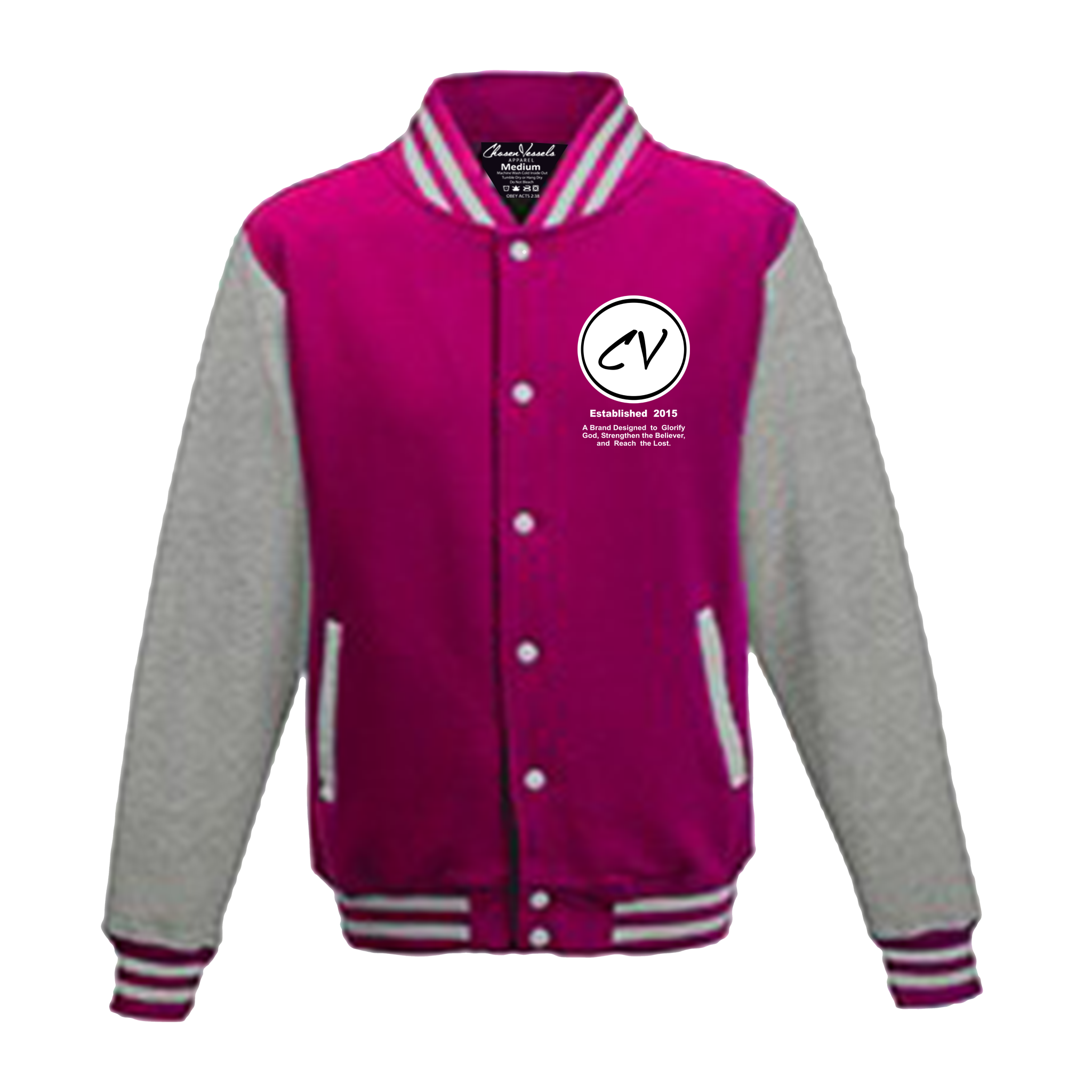 Members Only Chosen Vessels Varsity Signature Jacket (Pink & Gray)