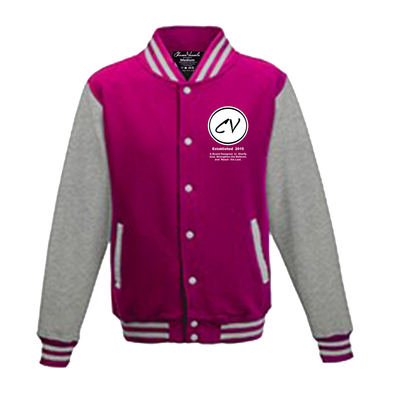 Members Only Chosen Vessels Varsity Signature Jacket (Pink & Gray)