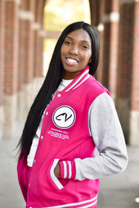 Thumbnail for Members Only Chosen Vessels Varsity Signature Jacket (Pink & Gray)